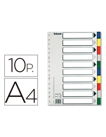 Separador Esselte plastico A-4 multitaladro juego de 10 separadores