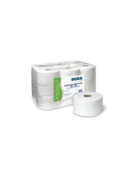 Papel higienico industrial gofrado Buga reciclado 2 capas 130 m (18 rollos)